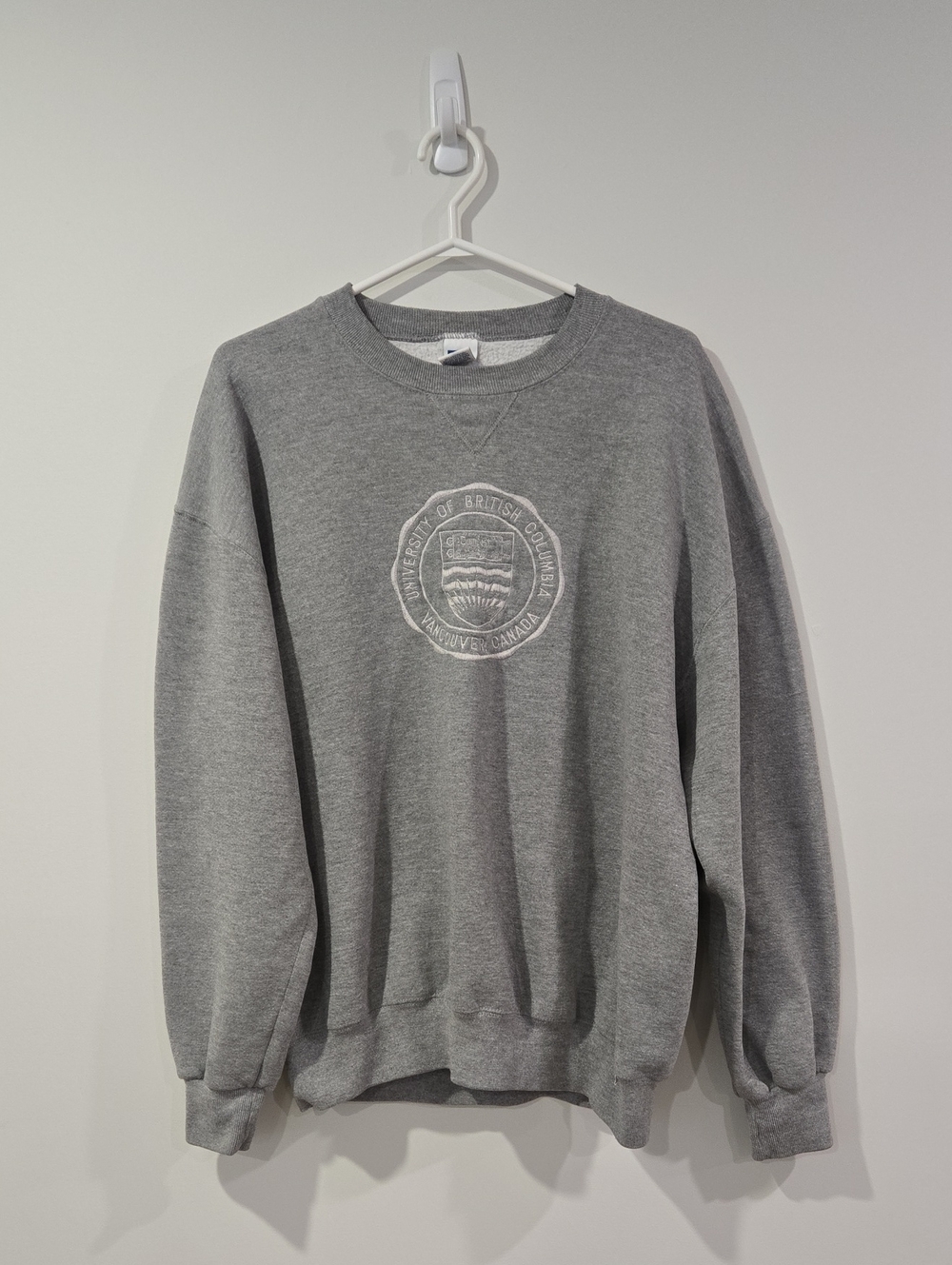 Retro Y2K University of British Columbia Embroidered Gray Crewneck
